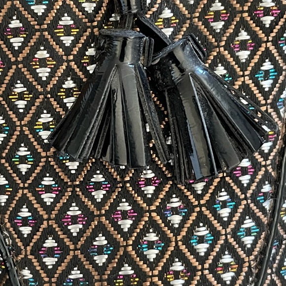 J Crew Womens Jacquard Stacked Heel Loafer Flat US 9 Tassel Geometric - Picture 7 of 8